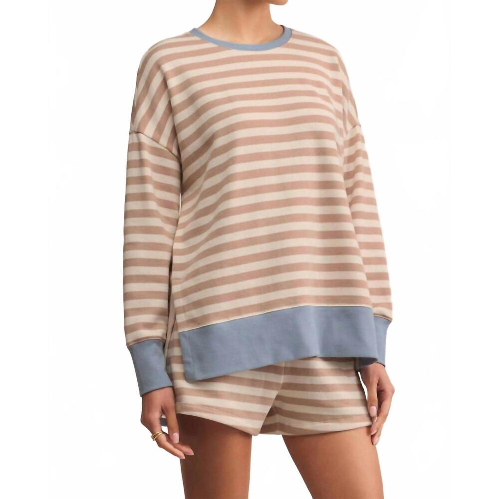 NEW Z SUPPLY layer up stripe sweatshirt in evening sand - Picture 4 of 5